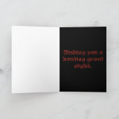 Happy Halloween Kitty in Rafters Fotografie Karte (Innenseite)