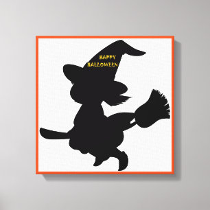 "HAPPY HALLOWEEN" KLEINE WITCH LEINWANDDRUCK