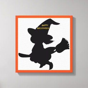 "HAPPY HALLOWEEN" KLEINE WITCH LEINWANDDRUCK