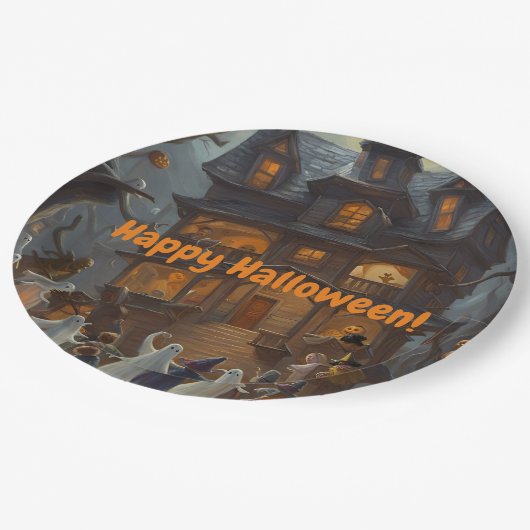 Happy Halloween, Kostüm Party, Beängstigend Pappteller (Schrägansicht)