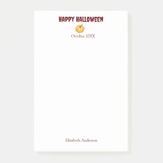 Happy Halloween Kürbis Aquarell Post-It Notes Klebezettel (Vorderseite)