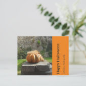 Happy Halloween Kürbis Foto Ankündigungspostkarte (Stehend Vorderseite)