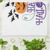 Happy Halloween Kürbis Gespenst Fledermäuse lila T Geschirrtuch (Gefaltet)