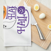 Happy Halloween Kürbis Gespenst Fledermäuse lila T Geschirrtuch (Viertel Falte)