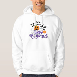 Happy Halloween Kürbis Gespenst Fledermäuse lila T Hoodie