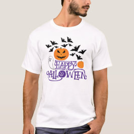 Happy Halloween Kürbis Gespenst Fledermäuse lila T T-Shirt