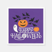 Happy Halloween Kürbis Gespenster Fledermäuse lila Serviette (Vorderseite)