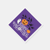 Happy Halloween Kürbis Gespenster Fledermäuse lila Serviette (Ecke)