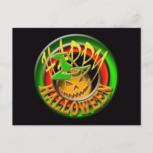 Happy Halloween Kürbis Hexenkarte (anpassen) Postkarte (Vorderseite)