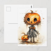 Happy Halloween | Kürbis Postkarte (Vorne/Hinten)