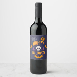 Happy Halloween Kürbisbisssteppel Orange Design Weinetikett
