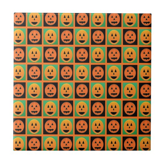 Happy Halloween Kürbisgesicht Fliese (Vorderseite)