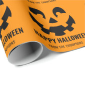 Happy Halloween Kürbisgesicht Muster mit Text Geschenkpapier (Rolleneckpunkt)