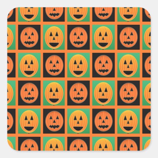 Happy Halloween Kürbisgesicht Quadratischer Aufkleber (Vorderseite)