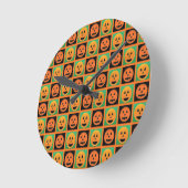 Happy Halloween Kürbisgesicht Runde Wanduhr (Winkel)