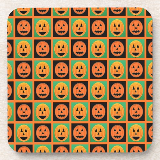 Happy Halloween Kürbisgesicht Untersetzer (Vorderseite)