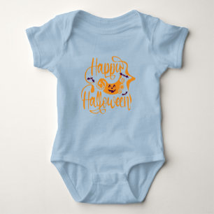 Happy Halloween-Kürbislaterne Baby Strampler