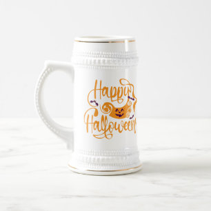 Happy Halloween-Kürbislaterne Bierglas