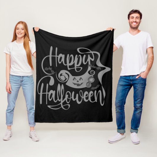 Happy Halloween-Kürbislaterne Fleecedecke (Beispiel)