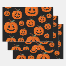 Happy Halloween Kürbislaterne Illustrative Kunst Geschenkpapier Set