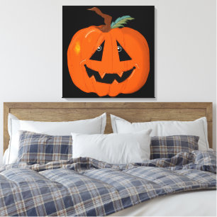 Happy Halloween Kürbislaterne Illustrative Kunst Leinwanddruck