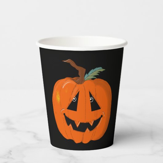 Happy Halloween Kürbislaterne Illustrative Kunst Pappbecher (Rückseite)