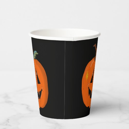 Happy Halloween Kürbislaterne Illustrative Kunst Pappbecher (Rechts)