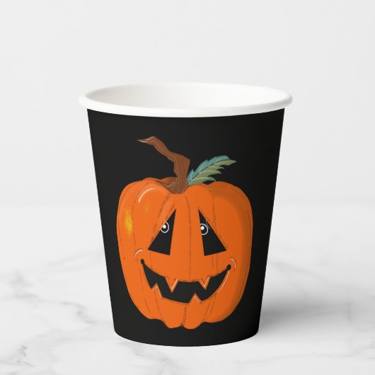 Happy Halloween Kürbislaterne Illustrative Kunst Pappbecher (Vorderseite)