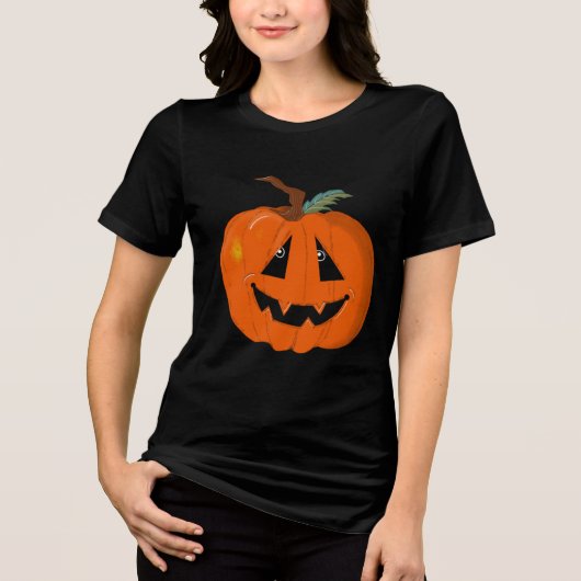 Happy Halloween Kürbislaterne Illustrative Kunst Tri-Blend Shirt (Vorderseite)