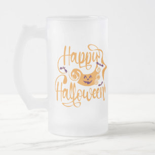 Happy Halloween-Kürbislaterne Mattglas Bierglas