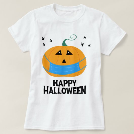 Happy Halloween | Kürbislaterne mit Maske T-Shirt (Design vorne)