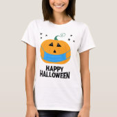 Happy Halloween | Kürbislaterne mit Maske T-Shirt (Vorderseite)