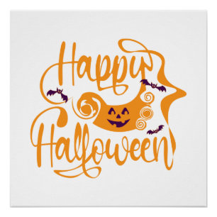 Happy Halloween-Kürbislaterne Poster