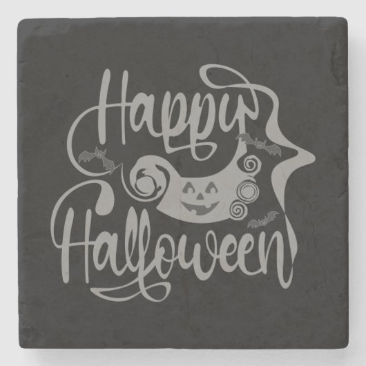 Happy Halloween-Kürbislaterne Steinuntersetzer (Vorderseite)
