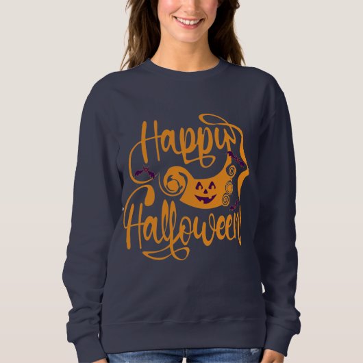 Happy Halloween-Kürbislaterne Sweatshirt (Vorderseite)