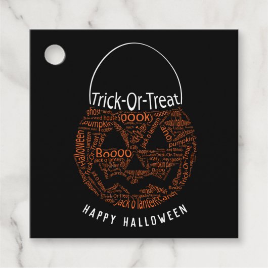 Happy Halloween Kürbislaterne Word Art Black Geschenkanhänger (Vorderseite)