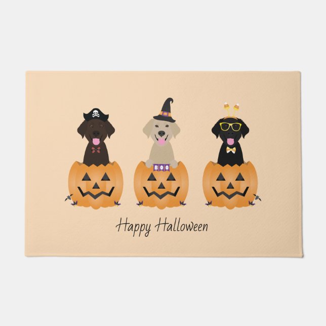 Happy Halloween Labrador Retriever Dogs Pumpkin Fußmatte (Vorderseite)