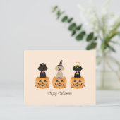 Happy Halloween Labrador Retriever Dogs Pumpkin Postkarte (Stehend Vorderseite)