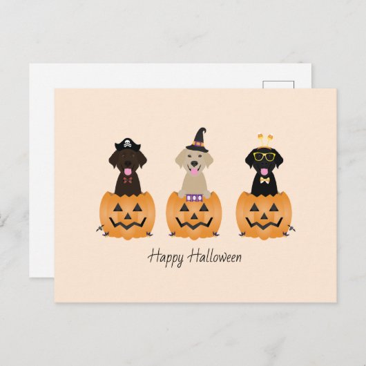 Happy Halloween Labrador Retriever Dogs Pumpkin Postkarte (Vorne/Hinten)