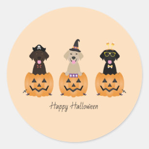 Happy Halloween Labrador Retriever Dogs Pumpkin Runder Aufkleber