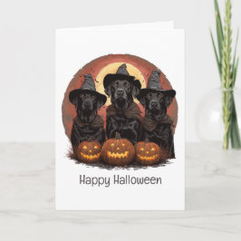 Happy Halloween Labrador Retriever Hunde Hexenhats Karte