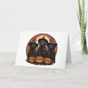 Happy Halloween Labrador Retriever Hunde Hexenhats Karte