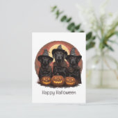 Happy Halloween Labrador Retriever Hunde Hexenhats Postkarte (Stehend Vorderseite)