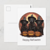 Happy Halloween Labrador Retriever Hunde Hexenhats Postkarte (Vorne/Hinten)