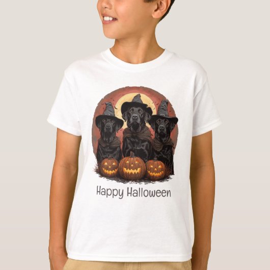 Happy Halloween Labrador Retriever Hunde Hexenhats T-Shirt (Vorderseite)