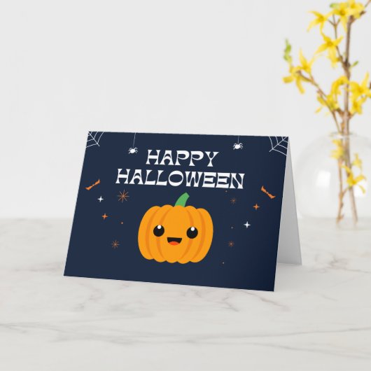 Happy Halloween Lächelnde Pumpkin Card Kinder Teen Karte (Gelbe Blume)