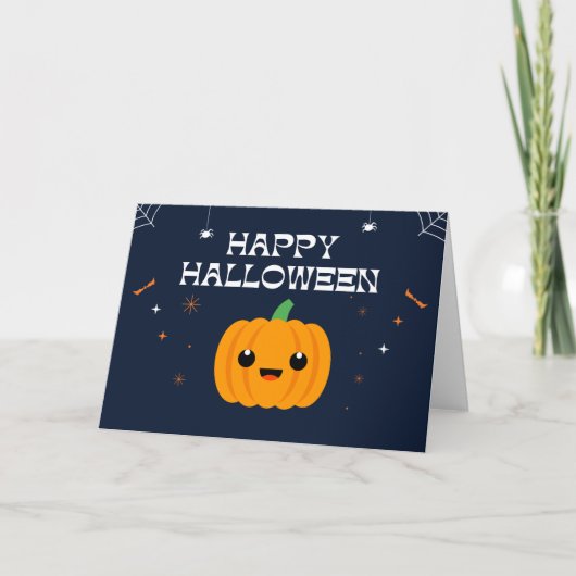 Happy Halloween Lächelnde Pumpkin Card Kinder Teen Karte (Vorderseite)