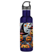 Happy Halloween Leckerei oder Tricks Design Edelstahlflasche (Vorderseite)