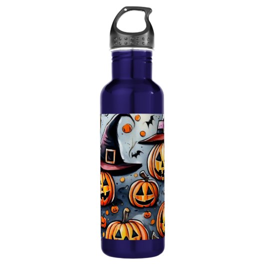 Happy Halloween Leckerei oder Tricks Design Edelstahlflasche (Vorderseite)