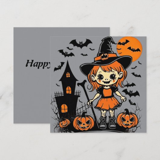 Happy Halloween Leckerei oder Tricks Design Einladung (Vorne/Hinten)